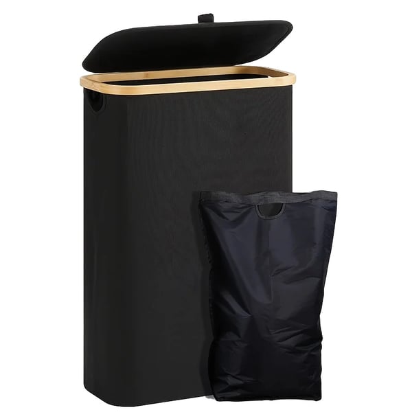 Tvättkorg, Avtagbar Säck, Hållbart Material,60L, svart