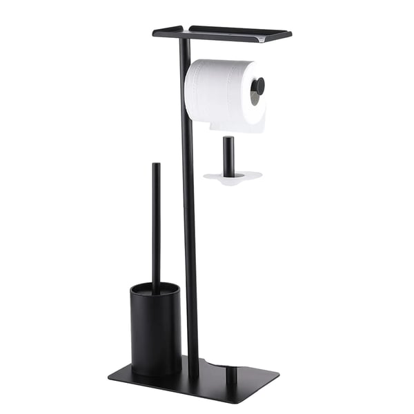 Toiletpapirholder, Rustfrit Stål, Fritstående Design,sort