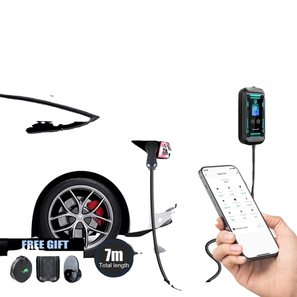 EV-lader, Bærbart Design, Smart App Kontrol,Type2, sort
