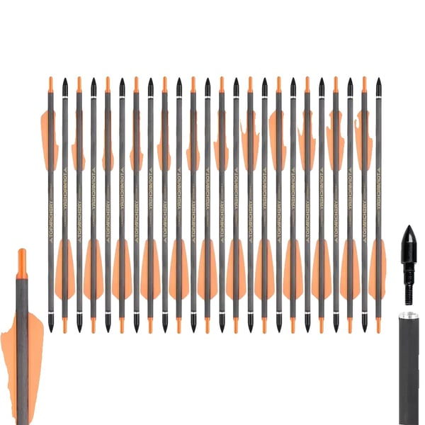 Jousi ja nuoli, hiilikuituvarsit, 2-tuumaiset kilpivanu,24PCS-oranssi