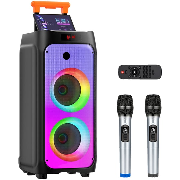 Karaokelaite, kaksoissubwooferit, Bluetooth-yhteys,musta