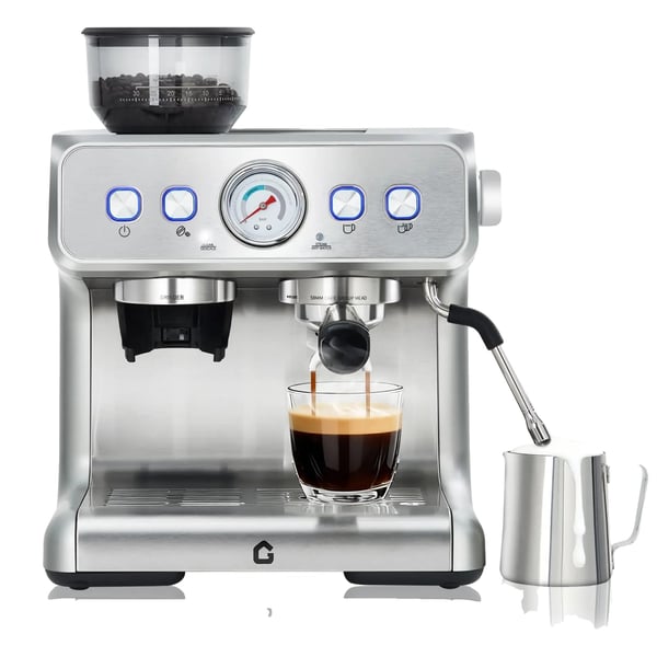 Espressomaskin, 20 Bar Pump, Precision Kvarn,Silver
