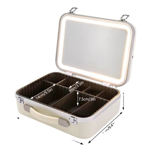 Makeup Organizer, LED Spejl, Berøringskontrol,HVID