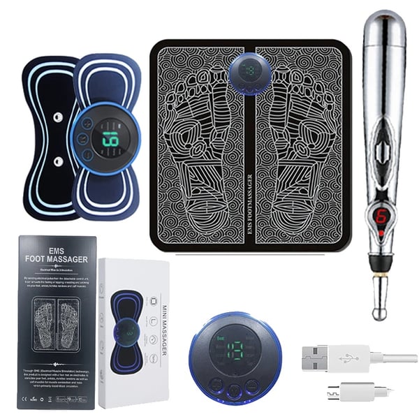 Jalkahierontalaite, 8 Tilaa, USB-lataus,3 in 1 Paketti
