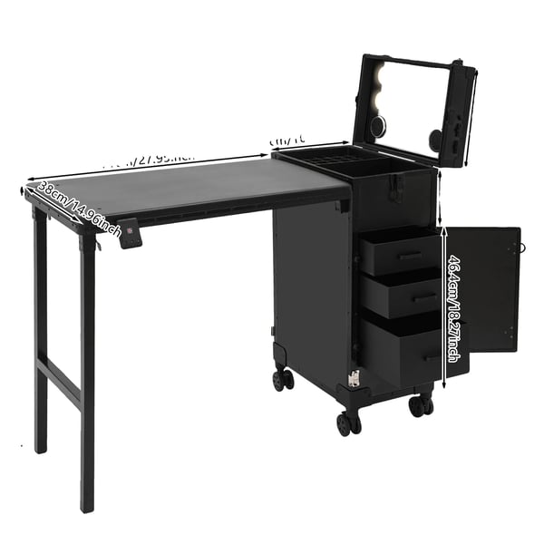 Sminkväska, Fällbar Design, Bärbar Förvaringslösning,Svart