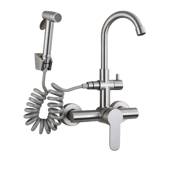 Keittiön hana, seinälle asennettava, jatkettava bidet, , Brushed Nickel