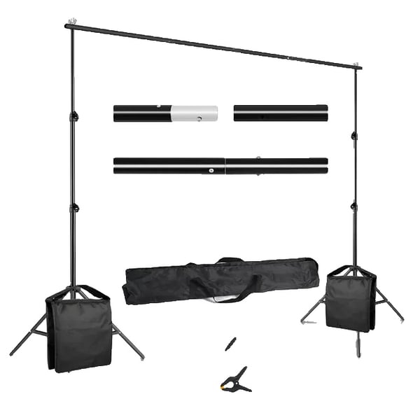 Fotostudio bakgrundsställ, justerbart teleskopiskt, bärbar väska, 2x2M