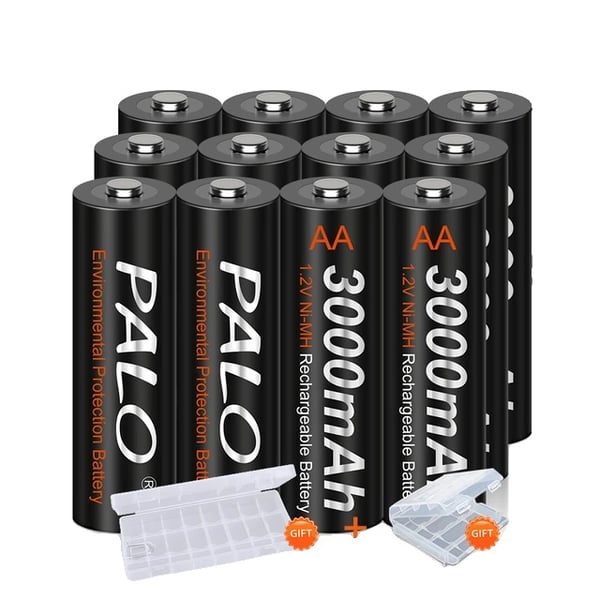 Ladattavat AA-paristot, 3000 mAh kapasiteetti, pitkäkestoinen suorituskyky, 12 kpl AA, 1,2 V-c