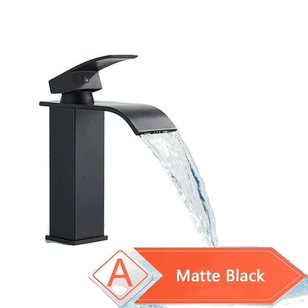Basinarmatur, Vandfaldudløb, Holdbar Messingkonstruktion,Matte Black MMW
