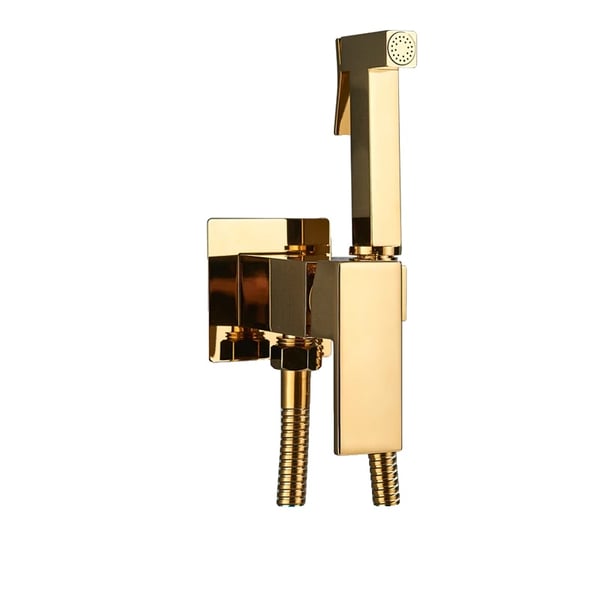 Bidetkran, mässingskonstruktion, väggmonterad design,Skinande guld A Bidetkran, mässingskonstruktion, väggmonterad design,Skinande guld A