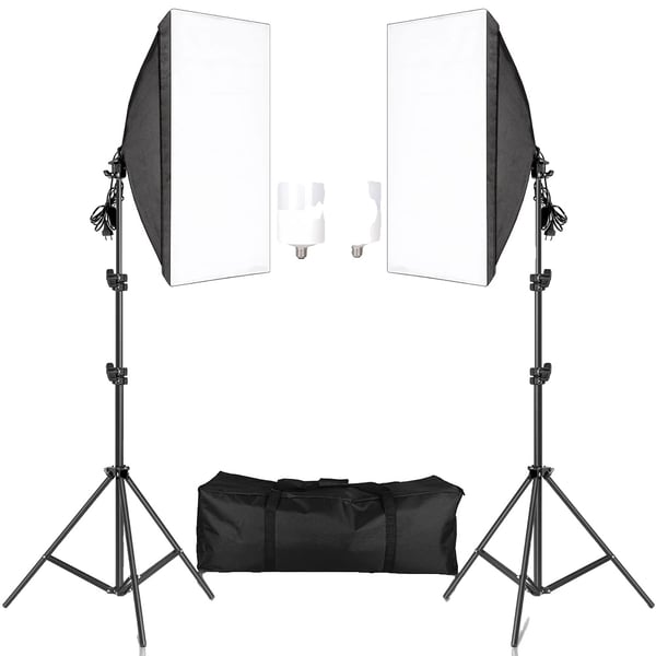 Fotografi Softbox Belysningskit, Justerbar 2M Lystativ, Inkluderer Oxford Taske,30W LED pærer