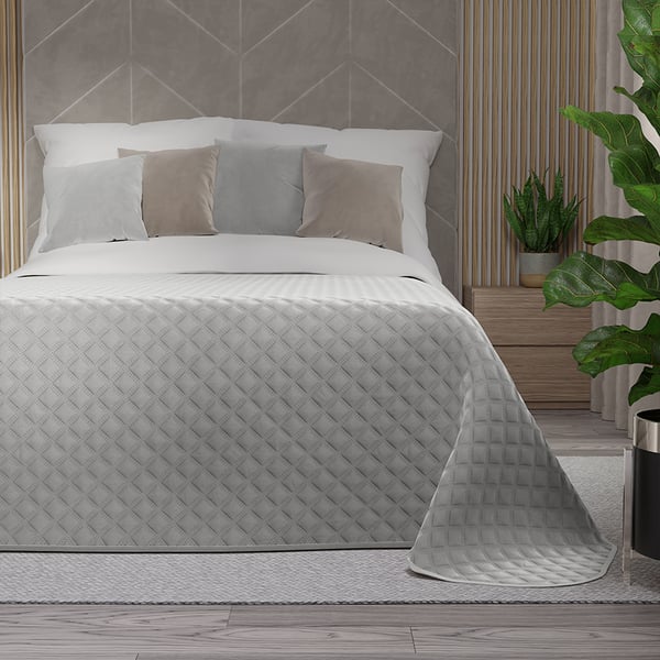 VELVI Dekorativt överkast - grått geometriskt mönster - 170x210cm
