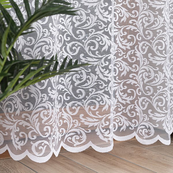 KATARZYNA - Valmis jacquard-verho suoralla helmalla - 140x250 cm - valkoinen