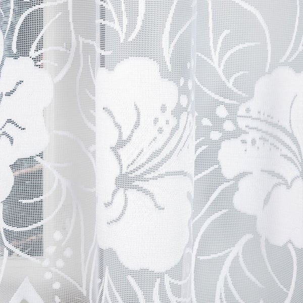 GRACJANA - Valmis jacquard-verho, jossa leikkaus helmassa - 400x160 cm - valkoinen
