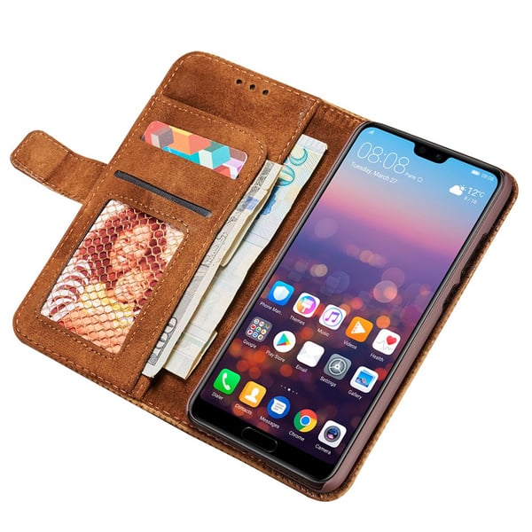 Retro-Fodral med Plånbok av PU-Läder till Huawei P20