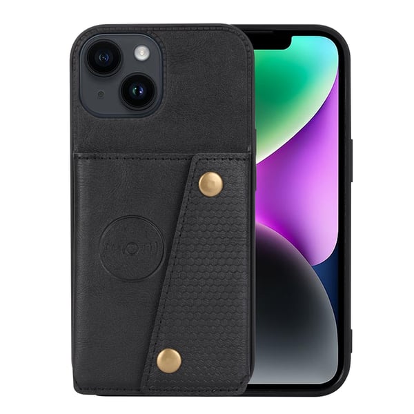 iPhone 15 - Lyxigt Retro Läder Plånboksfodral 4-Kortfack