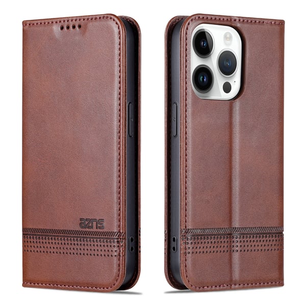 iPhone 15 pro - Plånboksfodral 3-kortfack i Läder