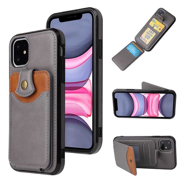 iPhone 11 Skal med 4 Kortfack och Knappstängning - Praktisk Lyx