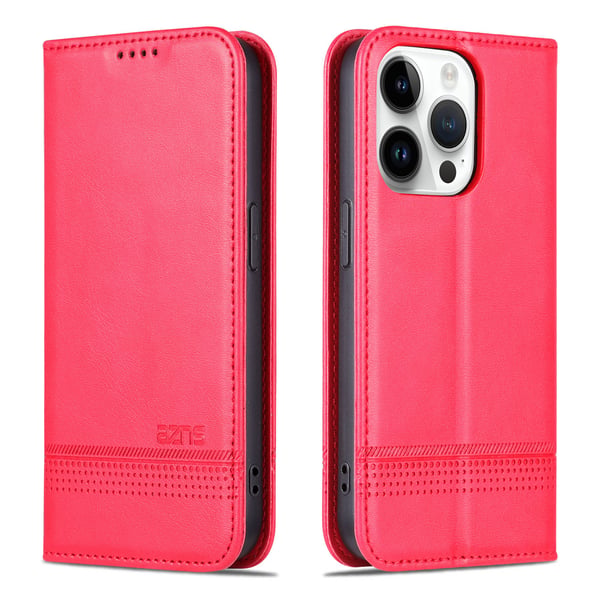 iPhone 15 pro - Plånboksfodral 3-kortfack i Läder