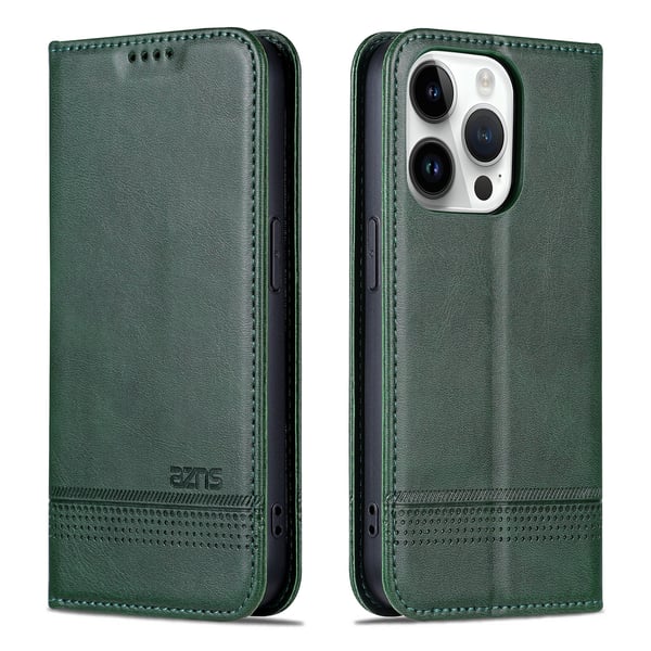 iPhone 15 pro - Plånboksfodral 3-kortfack i Läder