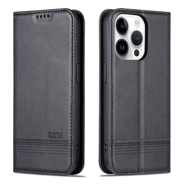 iPhone 15 pro - Plånboksfodral 3-kortfack i Läder