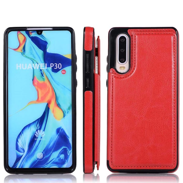 Huawei P30 - Stilsäkert Smart Skal med Kortfack