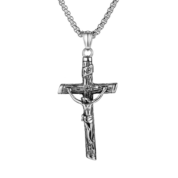 Stilrent Kors Jesus Rostfritt Stål Halsband