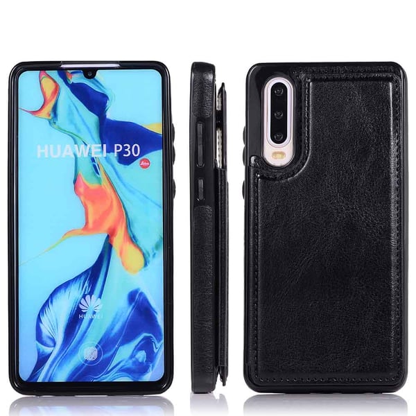 Huawei P30 - Stilsäkert Smart Skal med Kortfack