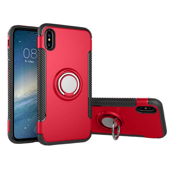 Elegant Skal med Ringhållare i Carbondesign till iPhone XS Max
