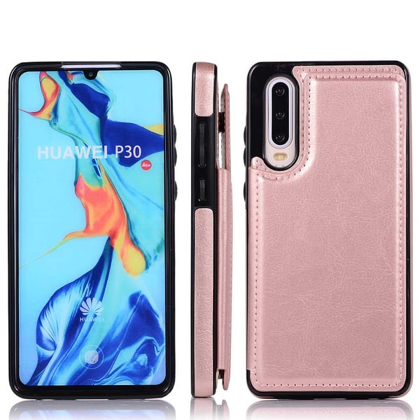 Huawei P30 - Stilsäkert Smart Skal med Kortfack