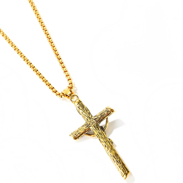 Stilrent Kors Jesus Rostfritt Stål Halsband