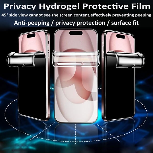 3-PACK iPhone 15 Pro Max Integritetsskyddande Hydrogel Mjuk skärmskydd