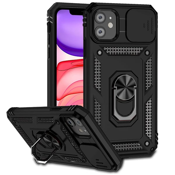 iPhone 12 - Elegant Skyddsskal med Praktisk Ringhållare