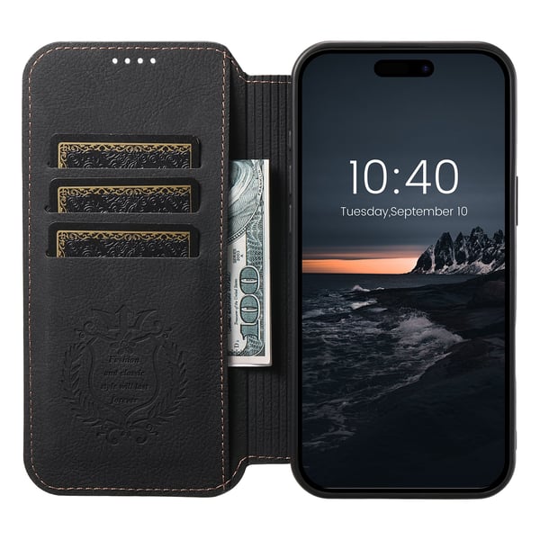 Lyxigt & Praktiskt - iPhone 16 Plånboksfodral i PU-läder