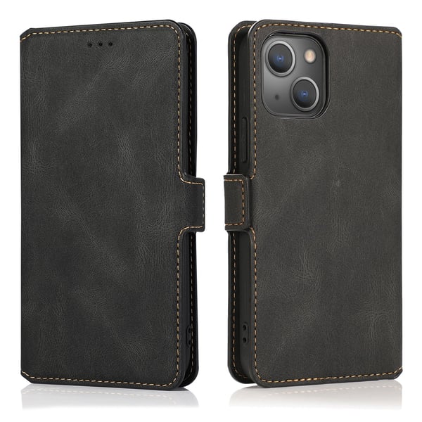 Iphone 15 Plånboksfodral i skinn med flip-funktion (3-kortfack)