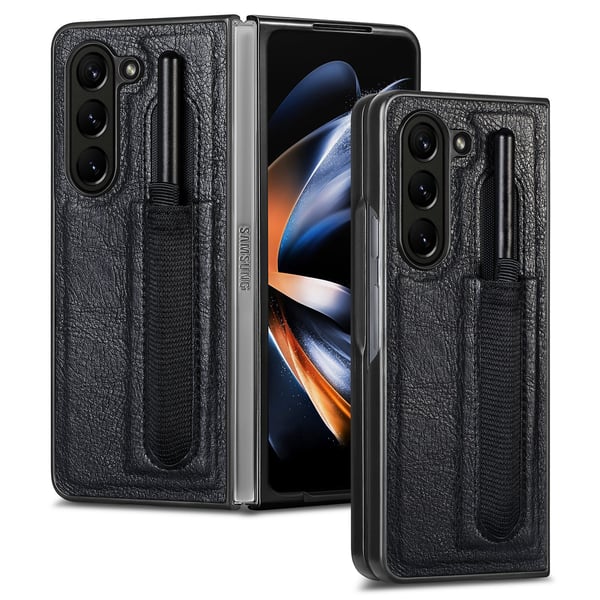 Läderfodral med pennhållare för Samsung Galaxy Z Fold 5