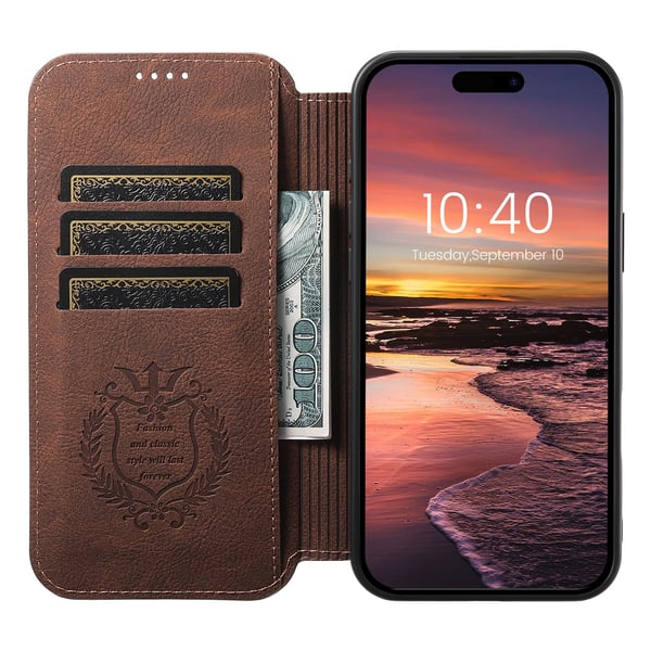 Lyxigt & Praktiskt - iPhone 16 Plånboksfodral i PU-läder