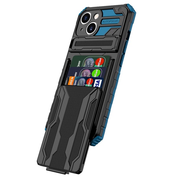 iPhone 13 Plånboksfodral med Kortplats, Kickstand och Militärklassat Skydd