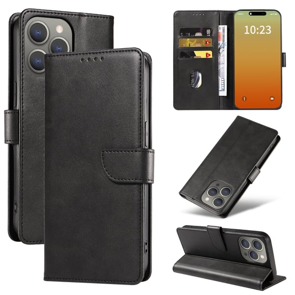 iPhone 15 pro - Plånboksfodral i Läder - Flera Färger
