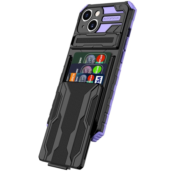 iPhone 13 Plånboksfodral med Kortplats, Kickstand och Militärklassat Skydd