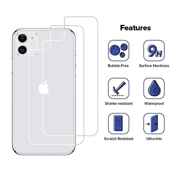 Baksida Skärmskydd iPhone 11 2-PACK 9H Screen-Fit ProGuard