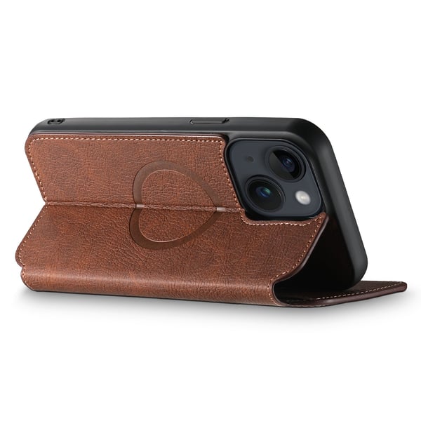 iPhone 15 PU-läderfodral med MagSafe & Plånbok från Leman