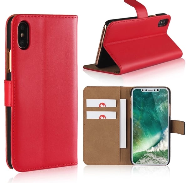 iPhone X - Plånboksfodral i Läder från LEMAN
