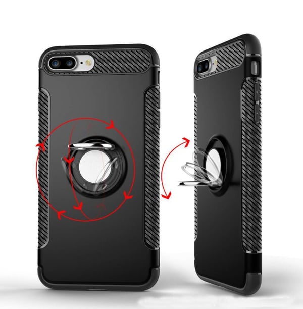 iPhone 8 PLUS - HYBRID Carbon skal med Ringhållare från FLOVEME