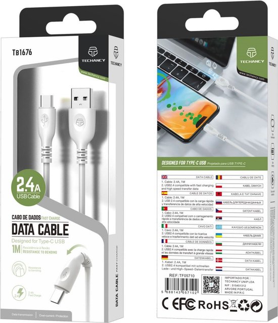 USB-C Laddkabel/1M/2.4A USB-C Laddkabel/1M/2.4A