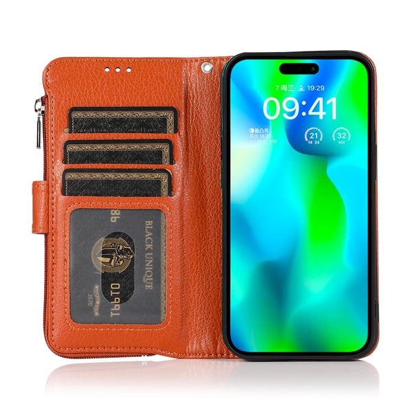 Plånboksfodral med Dragkedja - Fodral till iPhone 15