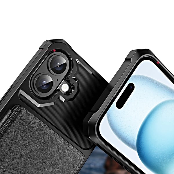 iPhone 16 Leman Fodral med Kortförvaring & Stativfunktion