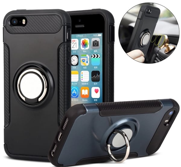 iPhone 8 PLUS - HYBRID Carbon skal med Ringhållare från FLOVEME