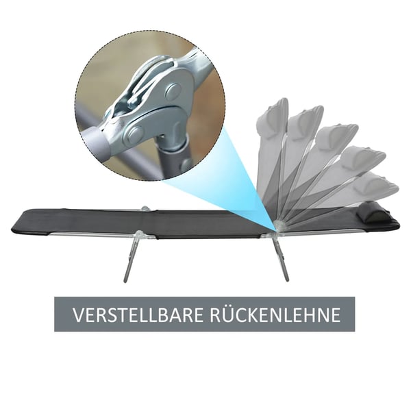 Outsunny solstol liggestol afslapningsstol strandstol 2-bens stol sort til have & terrasse