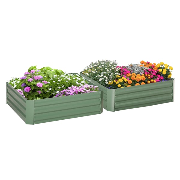 Trädgårdsbädd & blomlåda i grönt, galvaniserat stål, 100x100x30cm